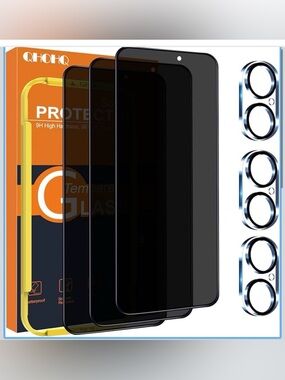 Privacy Tempered Glass Screen For iPhone 16 - 3 Pack with Camera Protectors